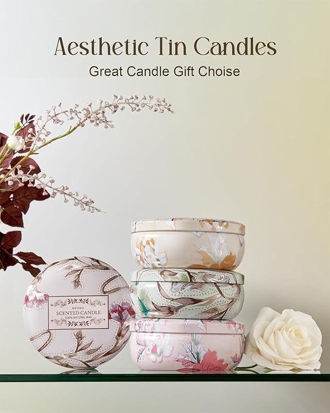 M&SENSE Clean Cotton Scented Candles 12oz, Large 3 Wick Soy Tin Candle, Over 40 Hour Burning Time, 100% Natural Vegan Wax, Relaxing Aromatherapy Aesthetic Candle Gift for Women and Men
