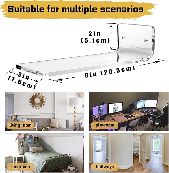 Forzacx Floating Shoe Display Set of 5, Sturdy Levitating Acrylic Shelf , Easy to Install Sneaker Shelves Storage, for Bedroom, Hallways etc - Display Your Top Shoes Maximize Wall Space