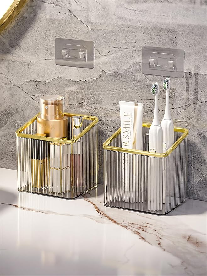 Floating Shelves Wall Bin Organizer Adhesive Wall Mounted Plastic Storage Organizer No Drilling Hanging Storage Containers Makeup Organizer Shelf for Office, Kitchen, Home