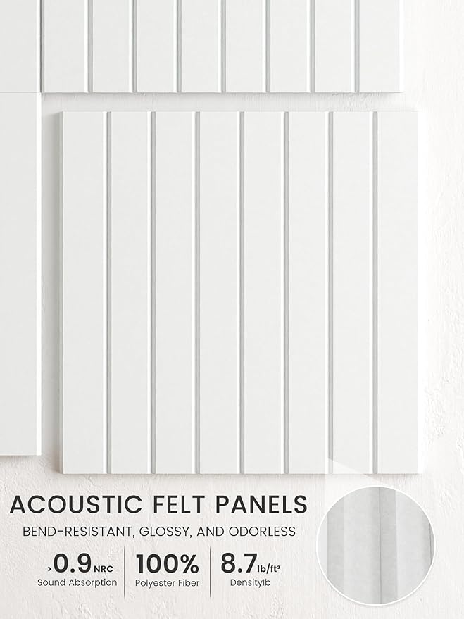 Bumusty Large Cork Board Alternative-48 x 36" Felt Bulletin Board Tiles, with 30 Pushpins, 70 Adhesive Tabs, Fine-Stripe 12-Pack, Cork Boards for Office Push Pin Board Felt Board-Cold White