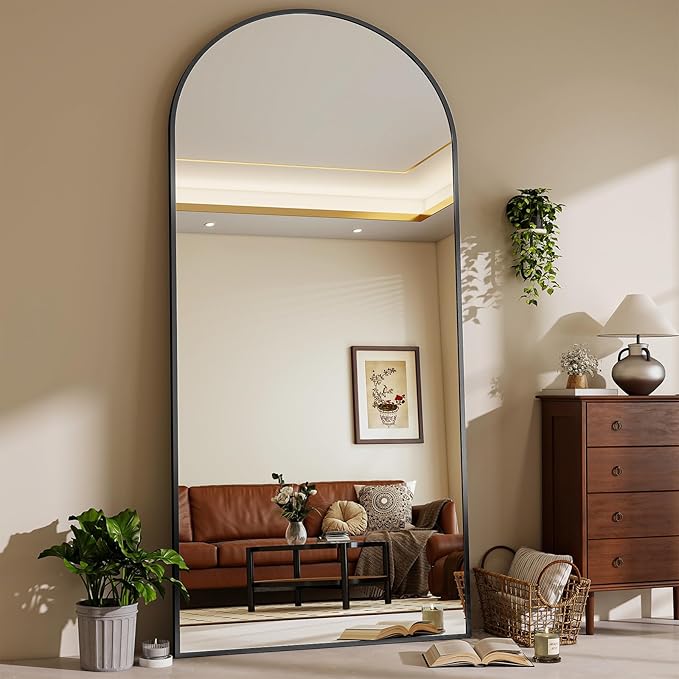 71"x26" Arched Mirror Full Length, Standing Floor Mirror, Wall Mounted Mirror with Aluminum Frame - for Standing, Leaning or Hanging, for Living Room Dressing Room, Silver