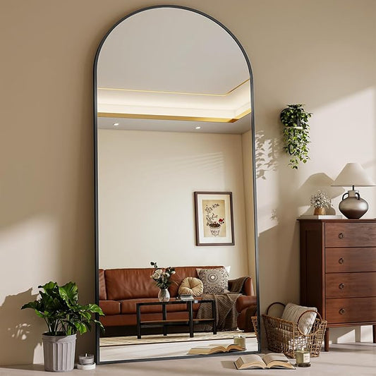 71"x26" Arched Mirror Full Length, Standing Floor Mirror, Wall Mounted Mirror with Aluminum Frame - for Standing, Leaning or Hanging, for Living Room Dressing Room, Silver