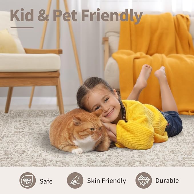 Rugxara 2x3 Door Mat Indoor Entrance, Washable Non Slip Kitchen Bathroom Rugs, Ultra-Thin Throw Small Rug for Front Door/Indoor Entrances, Light Brown