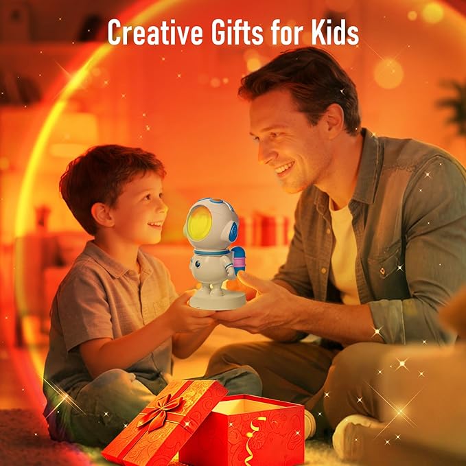 XEBKOR Astronaut Sunset Lamp Projector - 720° Magnetic Rotating RGB LED Night Light, 16M Colors Smart APP Control, Aesthetic Room Decor & Mood Lighting, Unique Space Gifts for Kids Teen Girls Adults