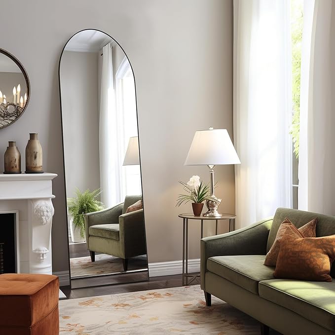 Mirror Full Length, Upgraded Body Wall Mirrors with Shatter-Proof Glass, Floor Standing, Hanging or Leaning, Tall Mirror with Stand Aluminum Alloy Frame for Bedroom