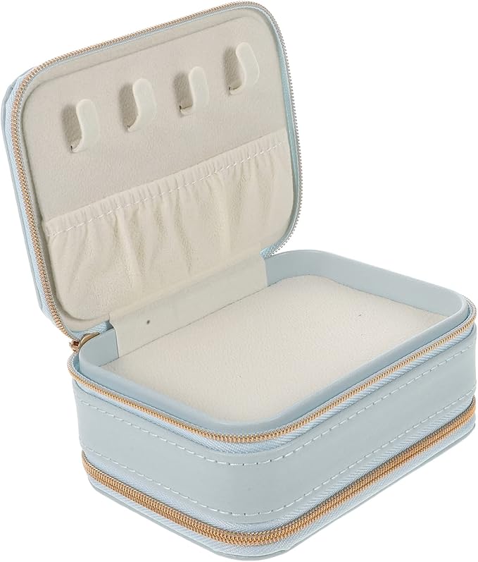 Box Necklace Jewelry Box Ring Jewelry Box Ring Organizer Box Travel Jewelry Organizer Earring Box Organizer Makeup Train Bag Travel Jewelry Case Portable Small Jewelry Organizer Pu ( Color : Sky-blue