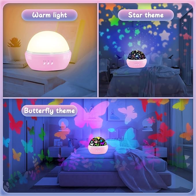 Butterfly Decorations Toddler Toys for 3-8 Year Old Girls, 16 Colors Star Projector Butterfly Night Light, Butterflies Party Room Decor, Christmas Easter Birthday Kids Toys Gifts for Girls Age 5-12