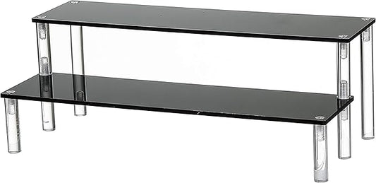 2 Tier Black Acrylic Display Riser Cupcake Stand Display Shelf for Decoration, Makeup