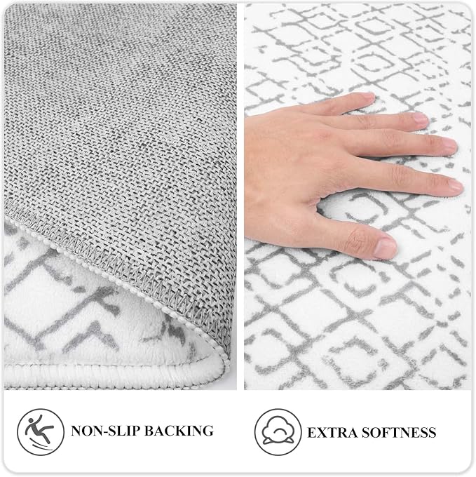 Lahome Moroccan Entryway Washable Rugs 2x3 Non-Slip Thin Kitchen Rug Throw Small Area Rugs for Bedroom Accent Print Bathroom Mat White Floor Indoor Doormat Carpet for Laundry Living Room Hana