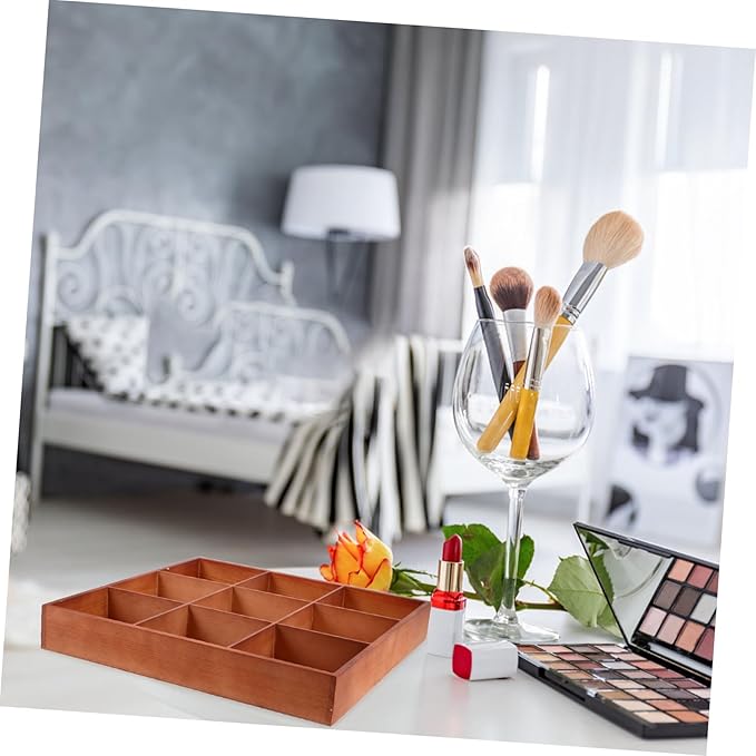 GLEAVI Wooden Organizer Box for Parts and Accessories Multi-compartment Storage for Jewelry Makeup and Office Supplies Stylish and Space-efficient Design