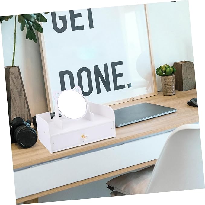VALICLUD Tabletop Makeup Mirror Storage Box Vanity Mirror Non-Skid Design Multifunctional