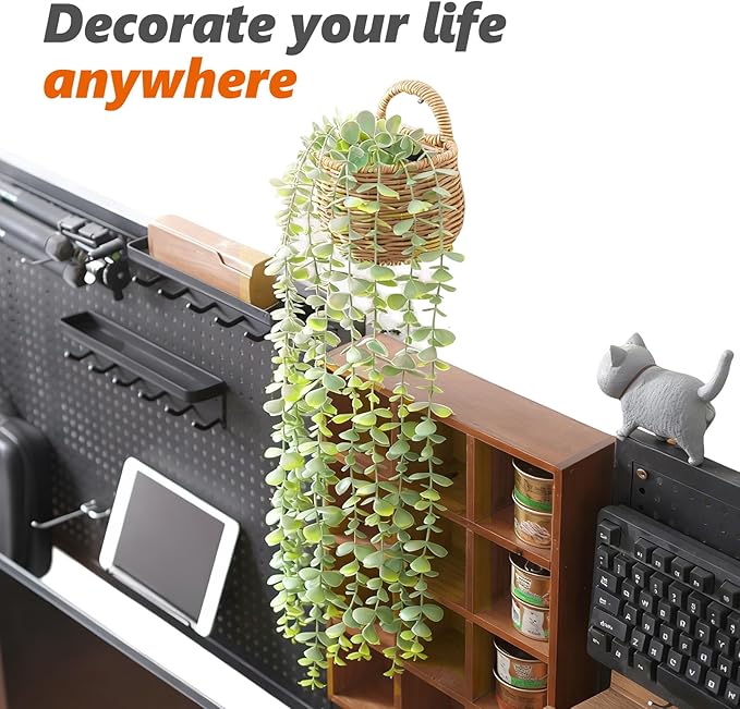 Freyalife 1Pcs Fake Plants Eucalyptus,Artificial Potted Faux Hanging Plants for Vintage Boho Home Living Bedroom Kitchen Farmhouse Bathroom Office Desk Book Shelf Wall Room Accessories Decor Indoor