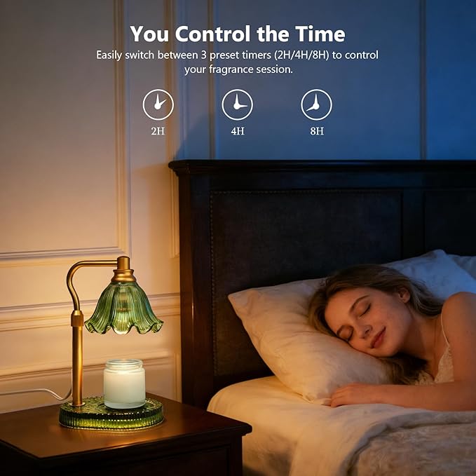 Candle Warmer Lamp with Timer Dimmable, Adjustable Candle Warmer Lamp for Jar Candles 3-Wick, Flameless Smokeless Candle Heater with 2 Bulbs, Home Decor Birthday Mothers Day for Women Mom