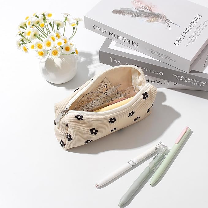 Pencil Case Lightweight Aesthetic Pen Case Office College School Storage Bag Pouch Holder Box Organizer Makeup Pouch Cosmetic Bag for Girls Boys Kids (Flowers-Plum blossom)