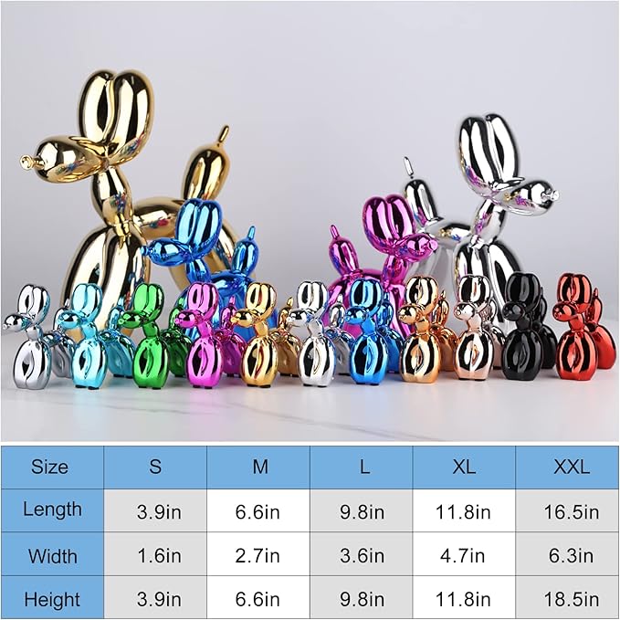 Balloon Dog Sculpture Modern Home Decor Collectible Figurines Funky Statues for Bedroom Trendy Animal Decor for Coffee Table Living Room Decor, 11.8 * 11.8 * 4.7inch, Gold
