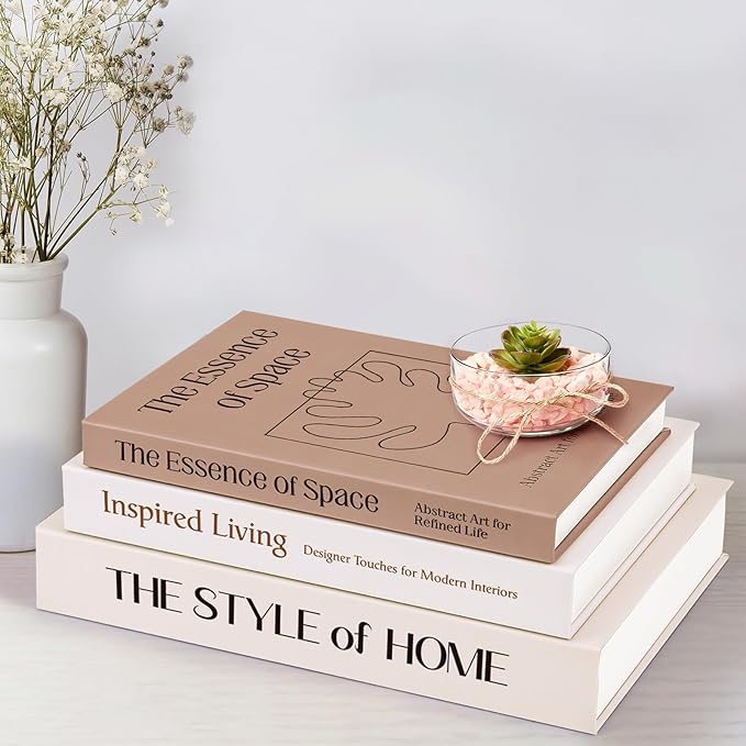XKDOUS Set of 3 Aesthetic Decorative Books for Home Decor Coffee Table Books Hollow Keepsake Photo Storage Boxes Modern Shelf & Bookshelf Decoration for Living Room, Bedroom