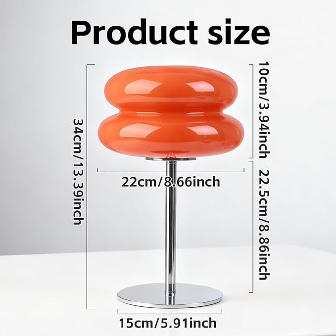 Bedroom Mushroom lamp, Medieval Modern Bedside Table lamp for Night Stands, Vintage dimmable Small Lamps, Cute Cool Desk Lamps Home Room Aesthetic Decor for Living Room(Orange)