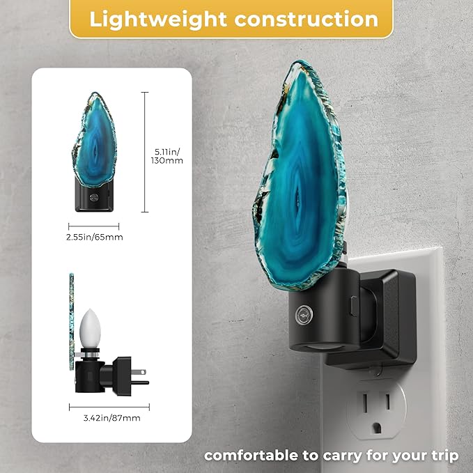 L LOHAS LED Night Light, Night Lights Plug into Wall, Agate Nightlight Rotating, Dimmable Dusk to Dawn Sensor, Healing Stone Agate Decorative Nightlight for Bedroom,Living Room[2 Pack]