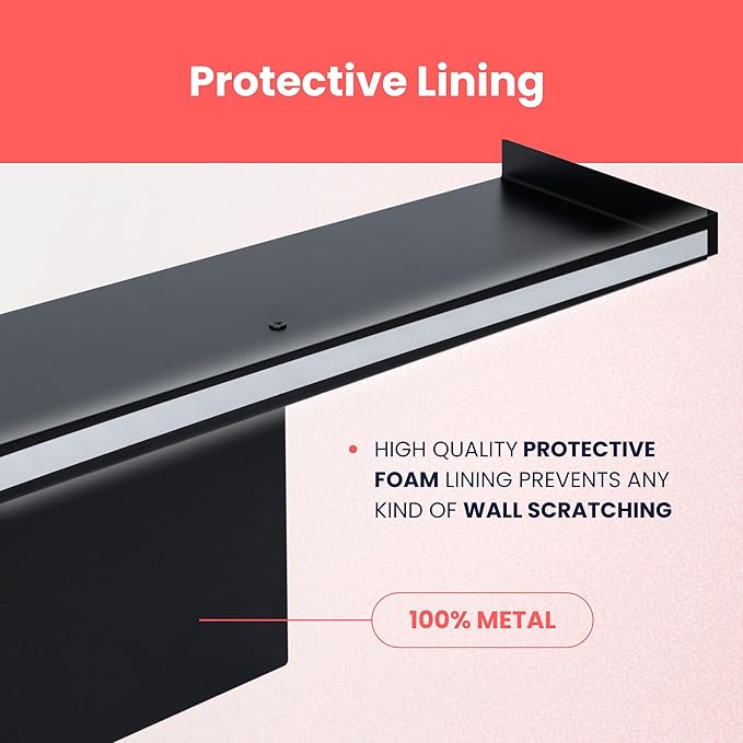 Home in Bold No-Screws Bed Headboard Shelf Attachment (Only for Straight headboards) - Metal Twin, King, Queen - Renter Friendly Over Storage for Bed - Dorm Headboard Shelf King Queen
