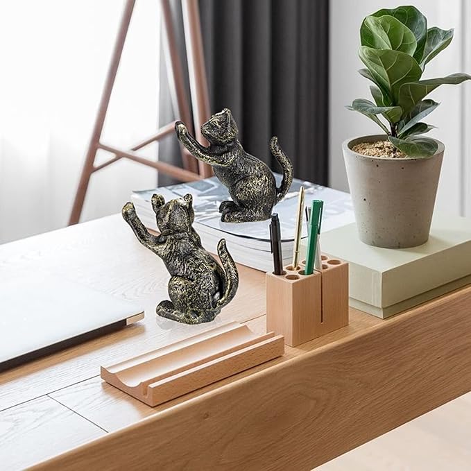2 Pack Cat Decorative Bookends for Shelf - Cast Iron Book Ends Cute Dog Bookend Support for Home Decor, Heavy Duty Book Stands Vintage Antique Shelf Decor for Reading Enthusiasts or Cat Lovers
