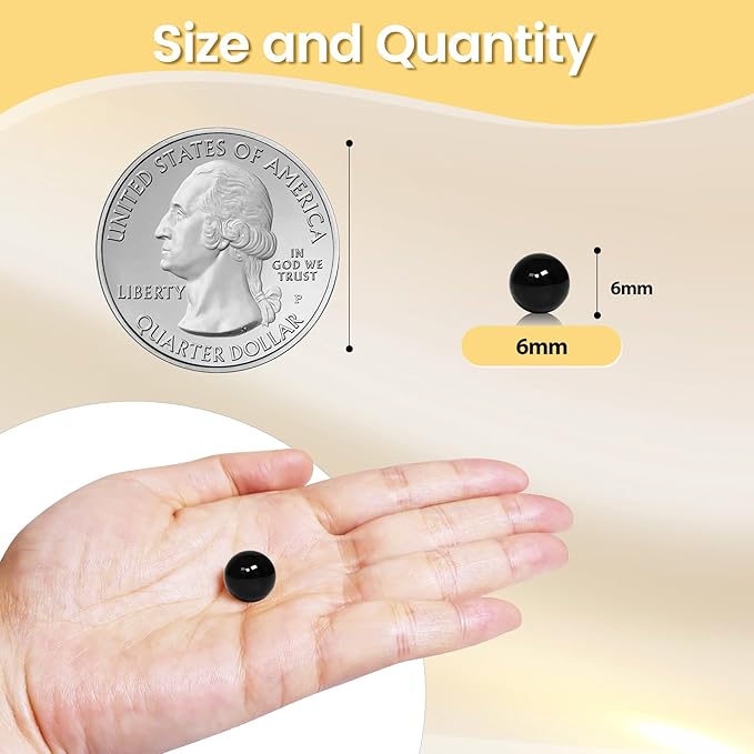 2800Pcs Black Vase Filler Pearl Beads for Crafting 6mm Beads No Holes Decor Suitable for Wedding Decor, Party Decorations, Centerpiece Table Decorations