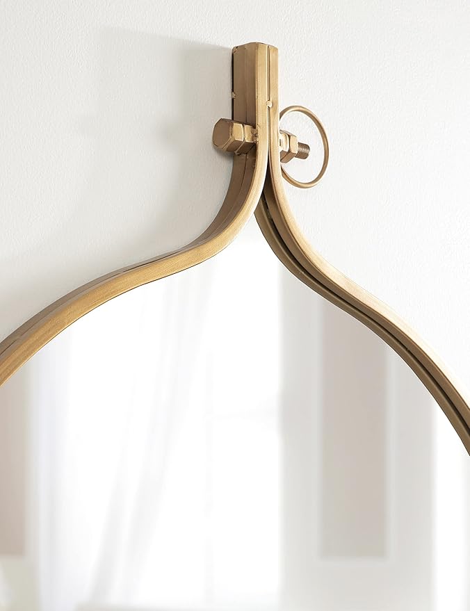 Kate and Laurel Yitro Round Wall Mirror; 30 x 37; Gold; Decorative Versatile Modern Wall Decor