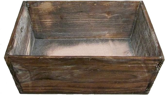Admired By Nature Wooden Rustic Tray Box - for Plants, Home Decor, Organization, Storage, Table Decor, Kitchens, Indoor Outdoor - Stained Brown