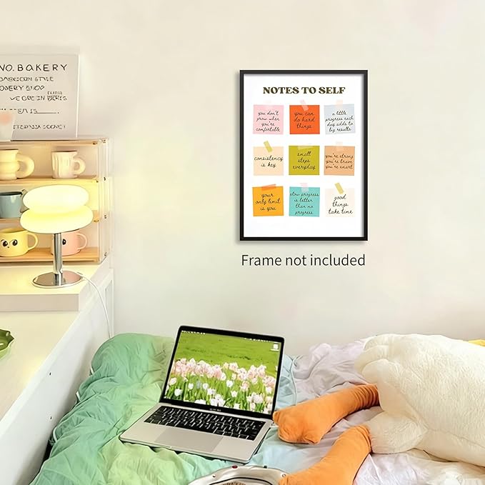 WIUHIO Notes To Self Motivational Quotes Wall Art Mental Health Canvas Poster Modern Colorful Inspirational Prints for Office Home Living Room Wall Decor 08x10 inch Unframed