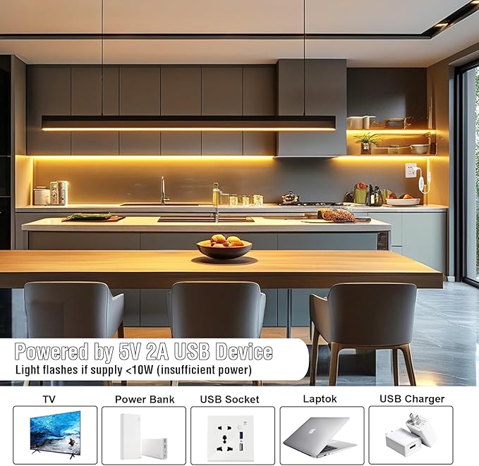 LED Strip Lights 6ft, Warm White COB LED Light Strip USB Powered, Dimmable 2700K CRI92+, Cuttable Flexible TV Backlight for Cabinet Bedroom Kitchen