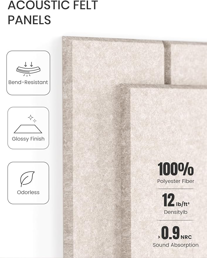 Fluxynara Felt Bulletin Board Tiles Large 36" x 24" Cork Board Alternative-6 Pack with 40 Adhesive Tabs, Thick Slat Wall Panels for Office Decor, Push Pin Board Wall Organizer Alternative - Oatmeal