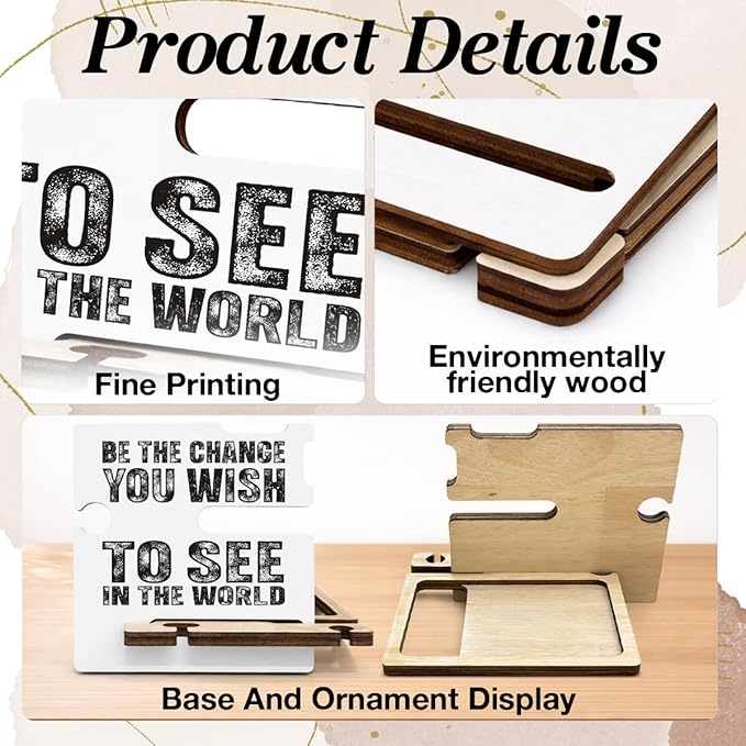 Inspirational Graduation Gift - Multi-functional Desk Organizer - Motivational Positive Office Quote Wooden Decor Sign for Desk Shelf Table