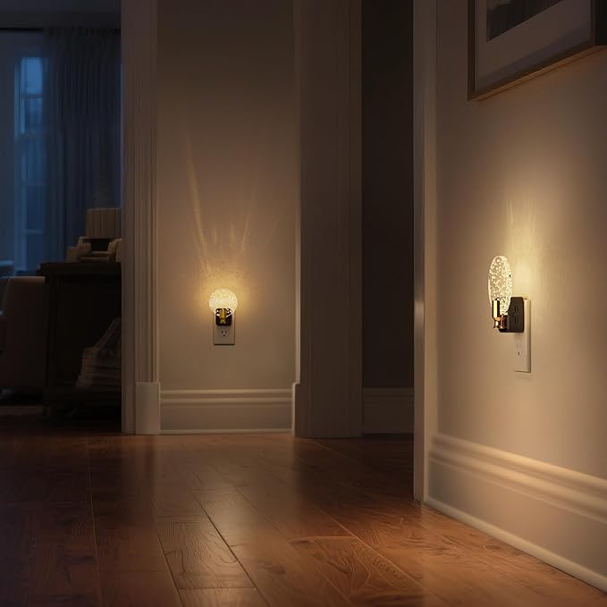 DORESshop LED Night Light, Decorative Bubble Night Light Plug Into Wall with Dusk-to-Dawn Sensor, Dimmable Nightlights for Bathroom Hallway, Bedroom,Kids Room,Stairway, Soft White