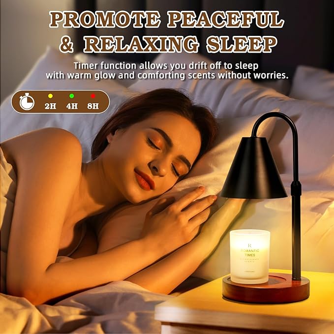 Candle Warmer Lamp with Timer Dimmable 2 Pack,Mothers Day Birthday Gifts for Women Mom, Modern Candle Lamp, Black Candle Warmer for Jar Scented Candles, Home Decor, Wax Melt Warmer with 4 Bulbs