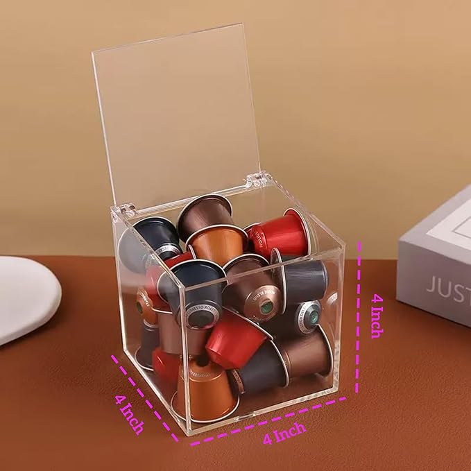 KissYou Acrylic Boxes with Hinged Lid Small Lucite Boxes Clear Display Box for Birthday Wedding Graduation Party Decoration Plastic Storage Boxes
