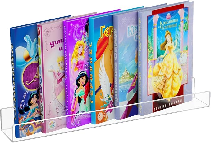 NIUBEE Acrylic Invisible Floating Bookshelf 24 inch,Kids Clear Wall Bookshelves Display Book Shelf,50% Thicker with Screwdriver