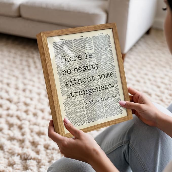 Edgar Allan Poe Quote 8x10 Dictionary Art Wall Decor Picture FRAMED - Upcycled Vintage Retro Decoration for Home, Office, Apartment, Living Room, Bedroom, Bathroom - Gift for Poetry Fans