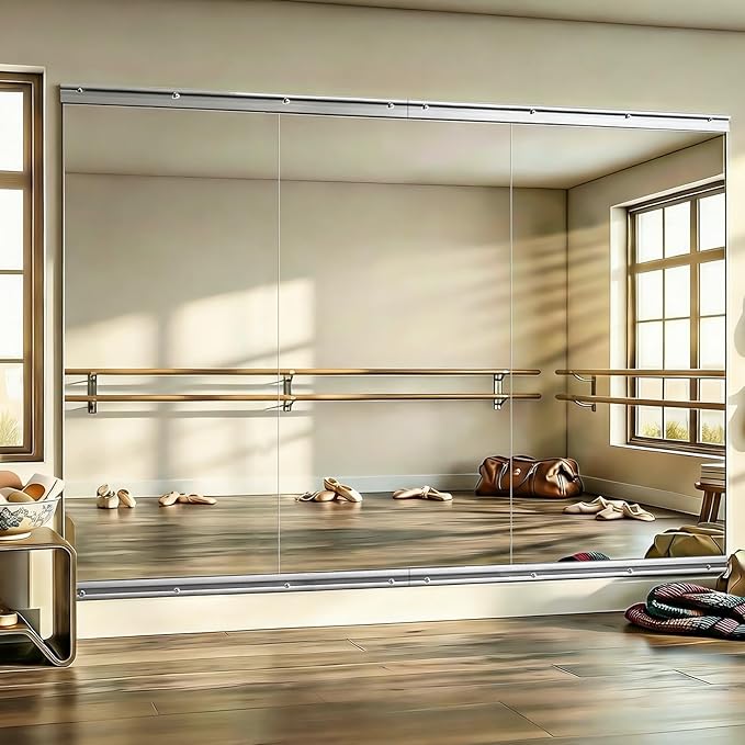 VooBang Home Gym Mirror - 3 PCS 30×56 inches, Large Frameless Wall Mounted Full Length Body Mirror for Dancing Studio, Exercise, Fineness, Yoga, Tempered Glass