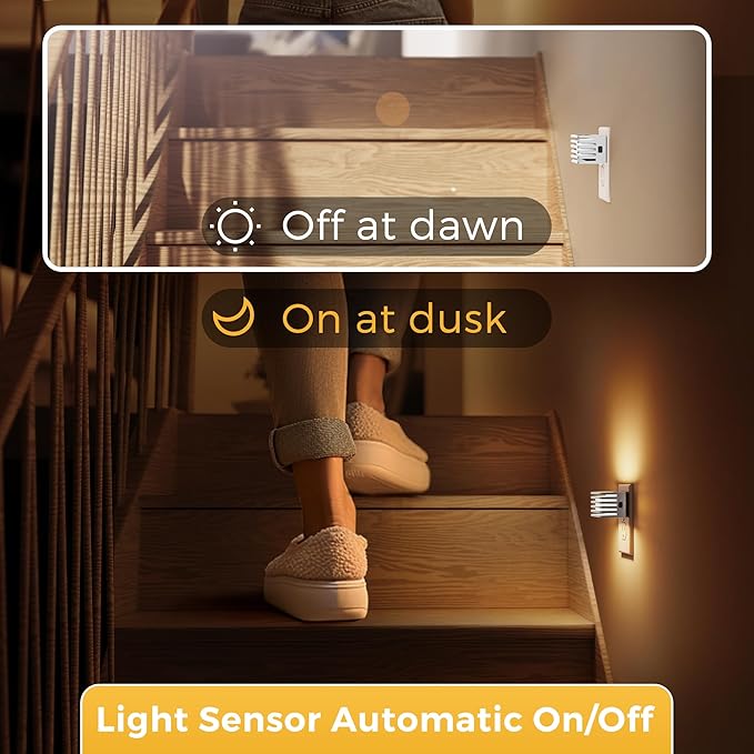 L LOHAS LED Night Lights Plug into Wall, 2 Pack Modern Night Light with Dusk to Dawn Sensor, Dimmable Plug in Night Light, Adjustable Brightness, 3000K Soft White for Bedroom Bathroom Hallway(Silver)