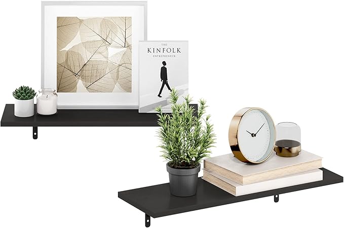 Furinno Rossi Floating Shelves for Wall Set of 6, 23-Inch Wall Shelf, Floating Shelf, Wall Mounted Shelves, for Bathroom, Bedroom, Living Room, Espresso