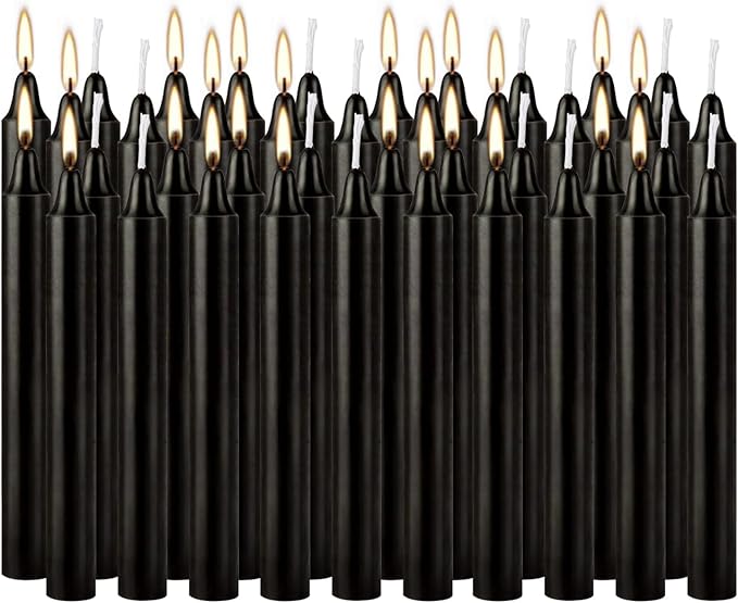 YOROXRG Set of 40 Black Candles – Spell Chime Candles for Halloween, Rituals, Prayer, Birthdays, Meditation, Altar - 4 Inch Tall, Unscented