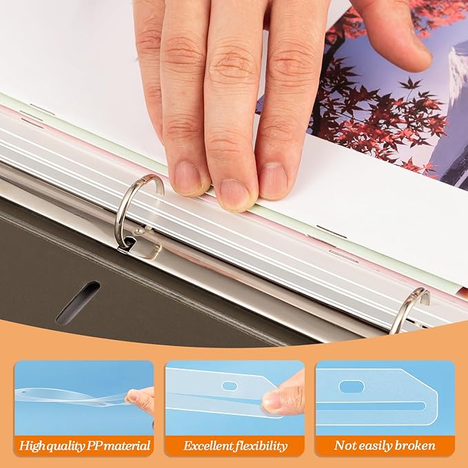 30 pcs Magazine Holders for Binders 3 Hole Punched Plastic Binder Accessories 3 Ring Binder Magazine Collection Storage for Magazines File Book Organizer (Translucent White)