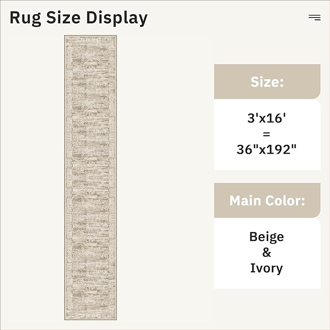 Soalmost Hallway Runner Rug 3x16 - Vintage Non Slip Washable 16ft Kitchen Runner for Entrance Soft Long Carpet Runners for Living Room Bedroom Dining Room, Brown
