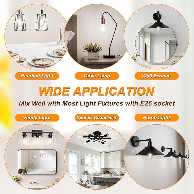 Ascher 12 Pack Vintage LED Edison Light Bulb 60W Equivalent, Decorative Antique Filament Light Bulbs with 80+ CRI, Cool White 4000K, 700 Lumens, E26 Base, Non-Dimmable