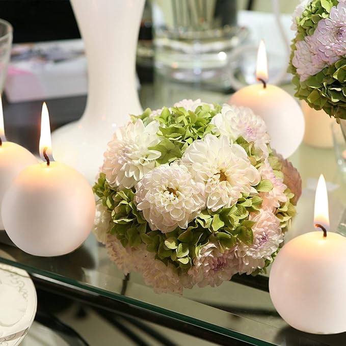 Tondiamo 7 Pieces Round Candles Ball Candles Unscented Round Ball Candle Decorative 1.96 Inch for Wedding Baby Shower Birthday Christmas Holiday Celebration Valentines Home(White)