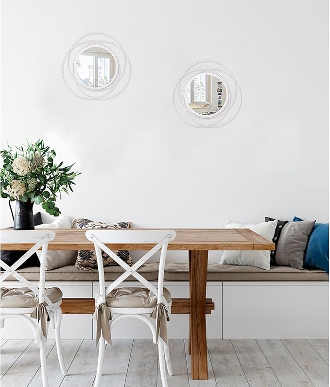 2 Set Gold Circle Mirrors Wall Decorative Metal Wall Mirror, Art Small Round Wall Home Mirror, Decor Living Room Bedroom Bathroom Entryway 12''