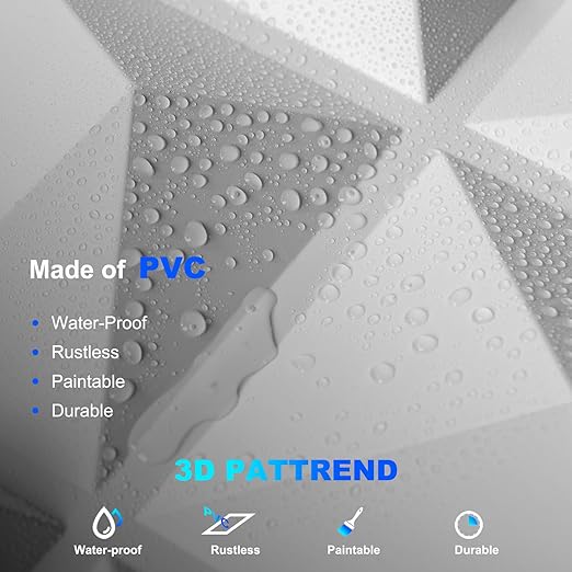 Art3dwallpanels 20 Pack 3D Wall Panels for Interior Wall Decor, 12''x12'' White Accent Diamond Panels for Gaming Room Bedroom TV Background, White
