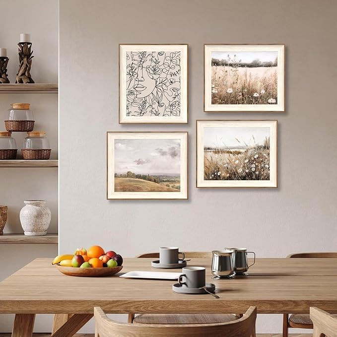 ASTRDECOR Framed Vintage Wall Art Home Decor, Farmhouse Decor Wall Art Autumn Country Wildflower Field Nature Canvas Art Wall Decor Living Room, Vintage Oil Painting Botanical Art Prints Decor-10''x12''