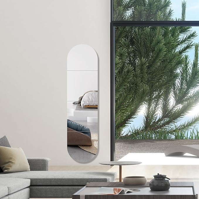 Arched Mirrors for Wall Decor, 12 x 12 Inch Bathroom Mirror Self Adhesive Glass Mirror Tiles High Clear Frameless Wall Mirrors for Decor Living Room,Entrance, Bedroom