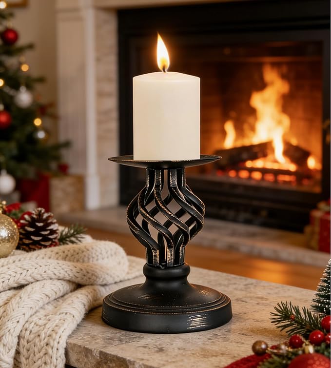 Candlestick Holders - Candle Holders Decorative LHQOO Metal Vintage Candle Holder with Non-Slip Base, Available for Home Decor, Wedding, Dinning, Party, Anniversary (Small Size)