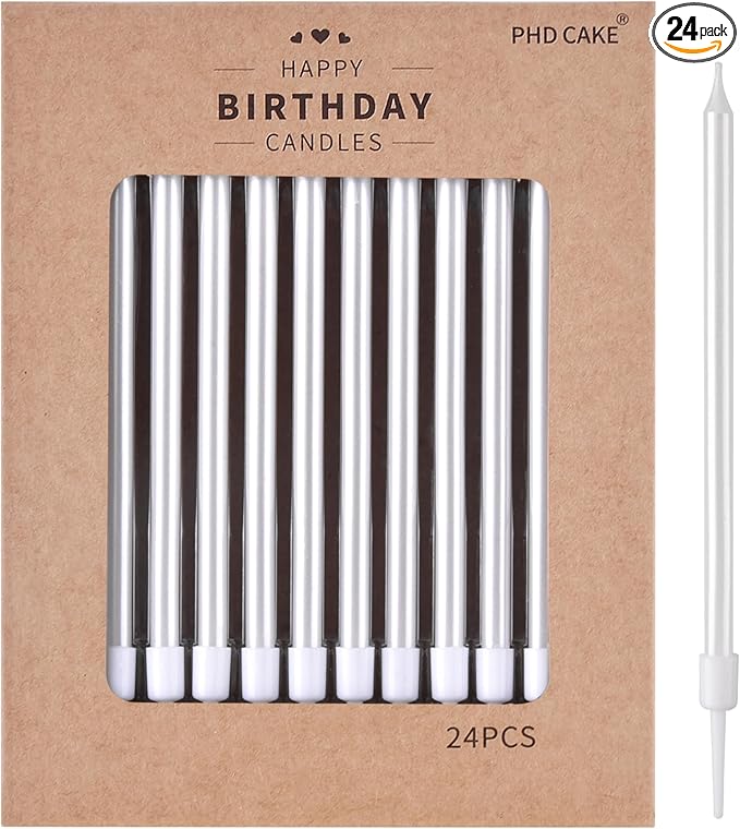 PHD CAKE Pearl White Long Thin Birthday Candles, Cake Candles, Birthday Parties, Wedding Decorations, Party Candles